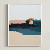 "Malibu Seascape" - Art Print in Peach by Caryn Owen - Framed Canvas