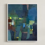 "My City I" - Art Print in Blue Green by MM20 - Framed Canvas