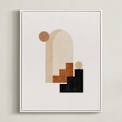 "Rustic Geometry 1" - Art Print in Terracotta by Iveta Angelova - Framed Canvas