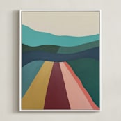 "Blue Horizon" - Art Print in Aqua Blue and Green by Molly Odom Magill - Framed Canvas