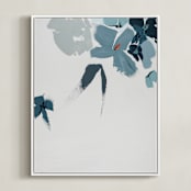 "Blue Garden Diptych II" - Art Print in Royal Blue by Caryn Owen - Framed Canvas
