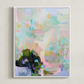 "Let's Play II" - Art Print in mint robins egg by Synnöve Seidman - Framed Canvas