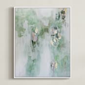 "Leaf It Alone" - Art Print in Sage Green by Christine Olmstead - Framed Canvas
