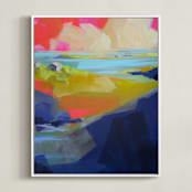 "Gone Coastal" - Art Print in Deep Blue by Jess Franks - Framed Canvas