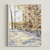 "Winter Walk" - Art Print in Gold Orche by Amy Hall - Framed Canvas