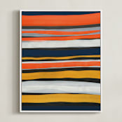 "Bands of Sun, Sand and Sky" - Art Print in Sunflower Yellow by Deborah Velasquez - Framed Canvas
