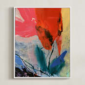 "Flower Water Vase" - Art Print in red rose by gloria blatt - Framed Canvas