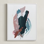 "Mark No. 3" - Art Print in Dark Teal by Kara Schlabaugh - Framed Canvas