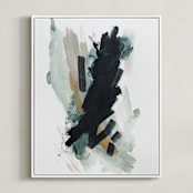 "Mark No. 5" - Art Print in Navy Blue by Kara Schlabaugh - Framed Canvas