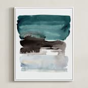 "teal horizons" - Art Print in teal by Kelly Witmer - Framed Canvas
