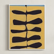 "Leaves and a Stem" - Art Print in Marigold by Deborah Velasquez - Framed Canvas