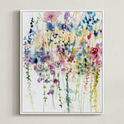 "Wildflowers" - Art Print in rose by Lindsay Megahed - Framed Canvas
