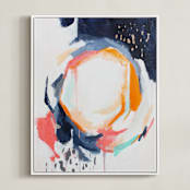 "Light in dark" - Art Print in gold fever orange by Jihye Back Kim - Framed Canvas