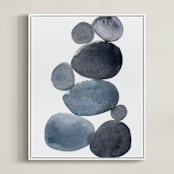 "stone pile" - Art Print in indigo blue by Kelly Witmer - Framed Canvas