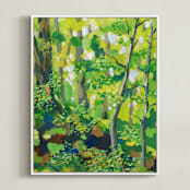 "Green forest" - Art Print in Apple green by Alexandra Dzh - Framed Canvas