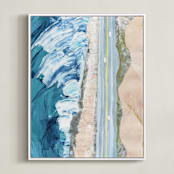 "Pacific Coast Highway" - Art Print in Pacific Teal by Denise Wong - Framed Canvas