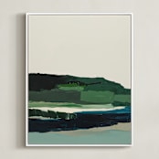 "Spring Seascape Diptych I" - Art Print in Deep Green by Caryn Owen - Framed Canvas
