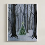 "Silent Night Woods" - Art Print in Winter by Karina Racz - Framed Canvas