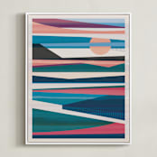 "Viewpoint" - Art Print in Grapefruit by Jen Florentine - Framed Canvas