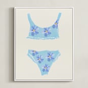 "Beach Day 2" - Art Print in Tender Blue by Johanne Dziemian - Framed Canvas