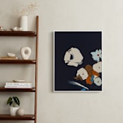 "Abstract Botanical Navy Shadows #2" - Art Print in dark navy blue by Caryn Owen - In a Room