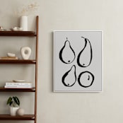 "Still-life with four pears" - Art Print in Black and Off-white by Sonya Percival - In a Room