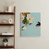 "Bird of Paradise Diptych I" - Art Print in Turquoise by Caryn Owen - In a Room