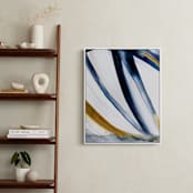 "Modern Stripes" - Art Print in Indigo Ochre by Mary Gaspar - In a Room