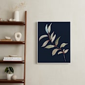 "Botanical Leaves in Blue I" - Art Print in navy blue by Nika Martinez - In a Room