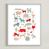 "anim-alphabet" - Art Print in cardinal by Sarah York - Framed