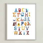 "Robot Alphabet" - Art Print in Primary by Joseph Apel - Framed