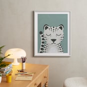 "Snow Leopard" - Art Print in Duck Egg by 2birdstone - In a Room
