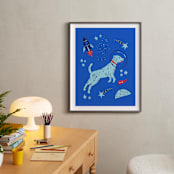 "Space Pup" - Art Print in Celestial by Kristin Mastoras - In a Room