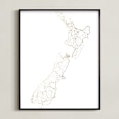 "New Zealand Map" - Art Print in Golden Bay by Angelene - Framed
