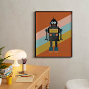 "Retro Robot" - Personalized Art Print in Pumpkin by Morgan Kendall - In a Room