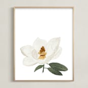 "One Magnolia" - Art Print in Petal White by Monica Loos - Framed