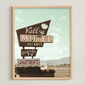 "Valley Motel" - Art Print in Mist by Elky Ink - Framed