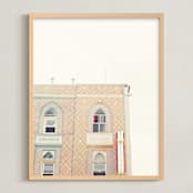 "Cool Venice" - Art Print in Coral by Caroline Mint - Framed