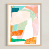"Happy Memories nº2" - Art Print in Peachy Coral by Dominique Vari - Framed