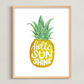 "Sunshine Pineapple" - Art Print in Pineapple Yellow by Stardust Design Studio - Framed