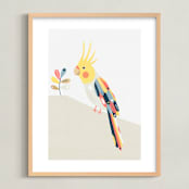 "Cockatiel geometry" - Art Print in Cockatiel yellow by Tati Abaurre - Framed