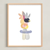 "feathered totem" - Art Print in feather grey by tina johnson - Framed