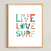 "Live Love Surf" - Art Print in Seaweed by Chasity Smith - Framed