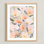 "Speckled Garden" - Art Print in White by Whitney Rainsdon - Framed