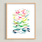 "Spring is in the Air" - Art Print in Spring Green by Jean Choe Art and Design - Framed