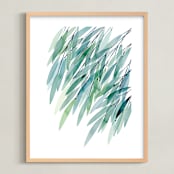 "Turquoise Rustling Leaves No. 1" - Art Print in Turquoise Green by Priscilla Lee - Framed
