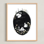 "Sweet Swan Lake" - Art Print in Spring by Shiny Penny Studio - Framed
