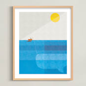 "Deep Sea Voyage" - Art Print in Azure by Robert and Stella - Framed