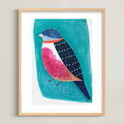 "still 5" - Art Print in Turquoise, petrol, pink and blue by Victoria Johnson - Framed