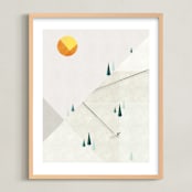 "Mountain Adventure" - Art Print in Snow by Robert and Stella - Framed
